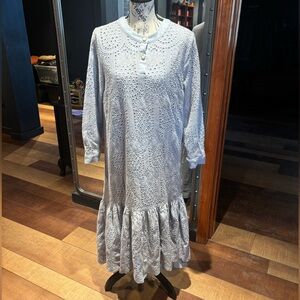 Dainty Jewells Light Blue Eyelet Long Sleeve Tiered Dress